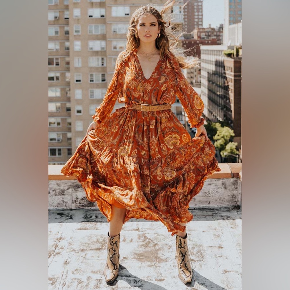 SPELL AURORA BOHO DRESS BURNT EMBER